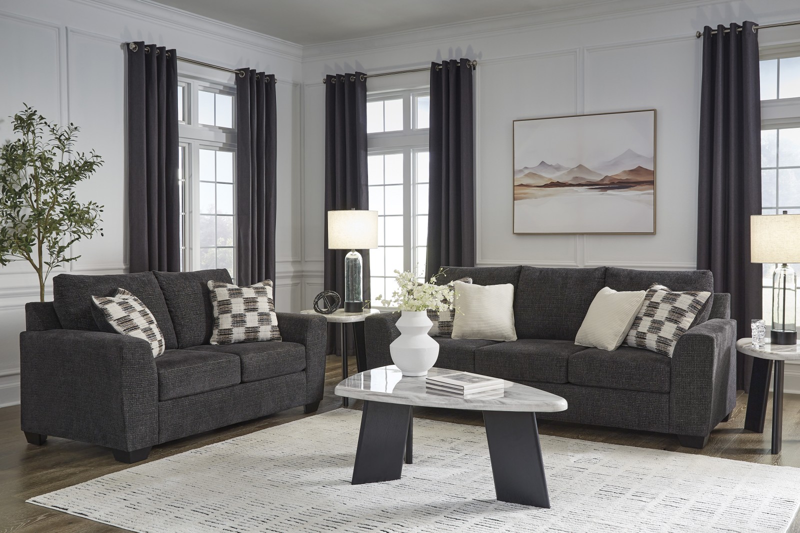Loreo 7 pc Living Room Set Ebony