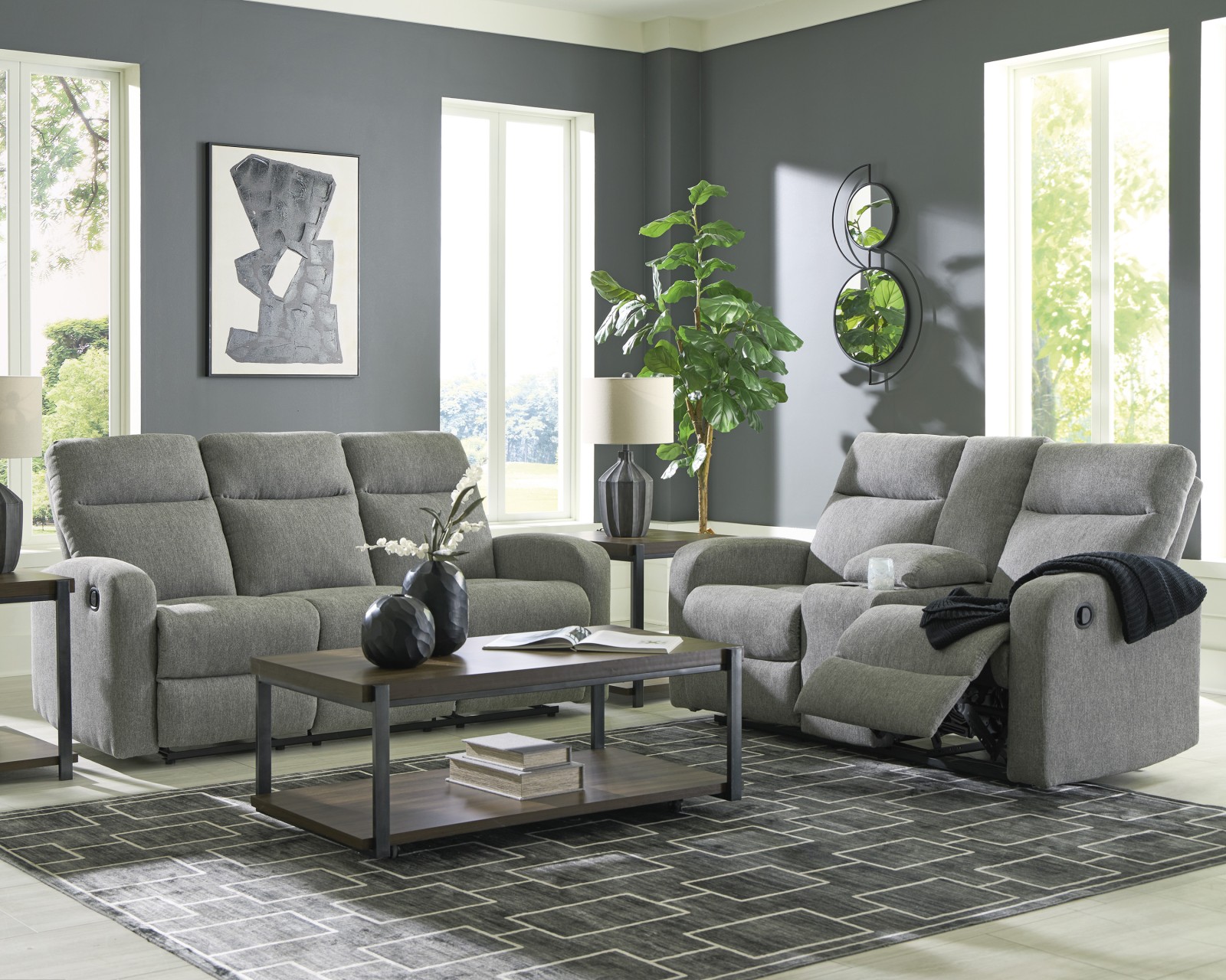 Gauntlet 7 pc Reclining Sofa and Loveseat Set