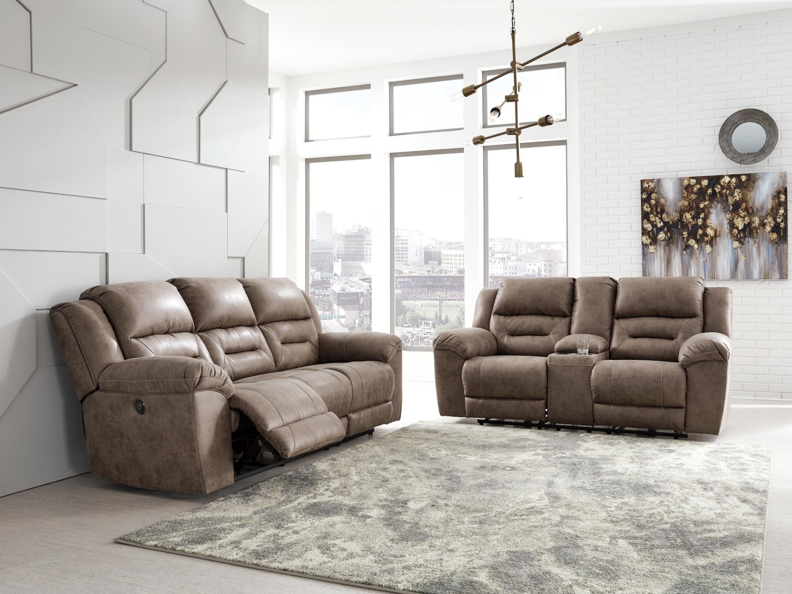 Stoneland Power Reclining Sofa and Loveseat