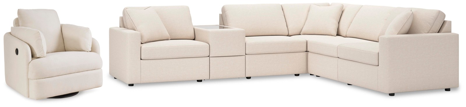 Modmax 6-Piece Sectional and Swivel Glider Recliner