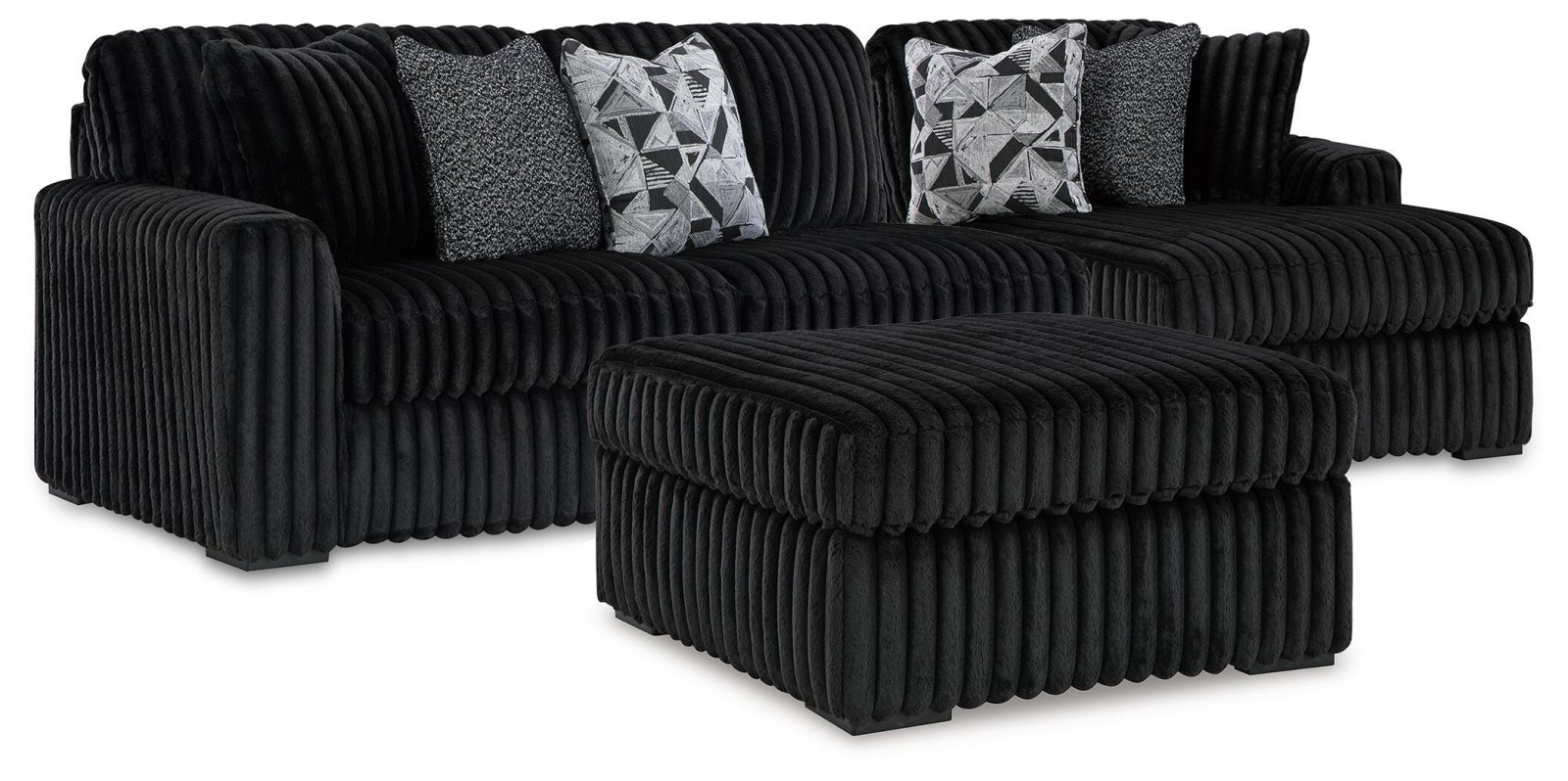 Midnight-Madness 2-Piece Sectional and Oversized Accent Ottoman