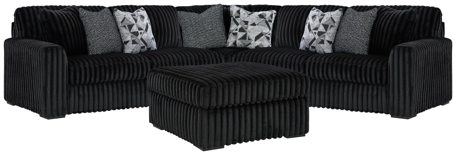 Midnight-Madness 3-Piece Sectional and Oversized Ottoman