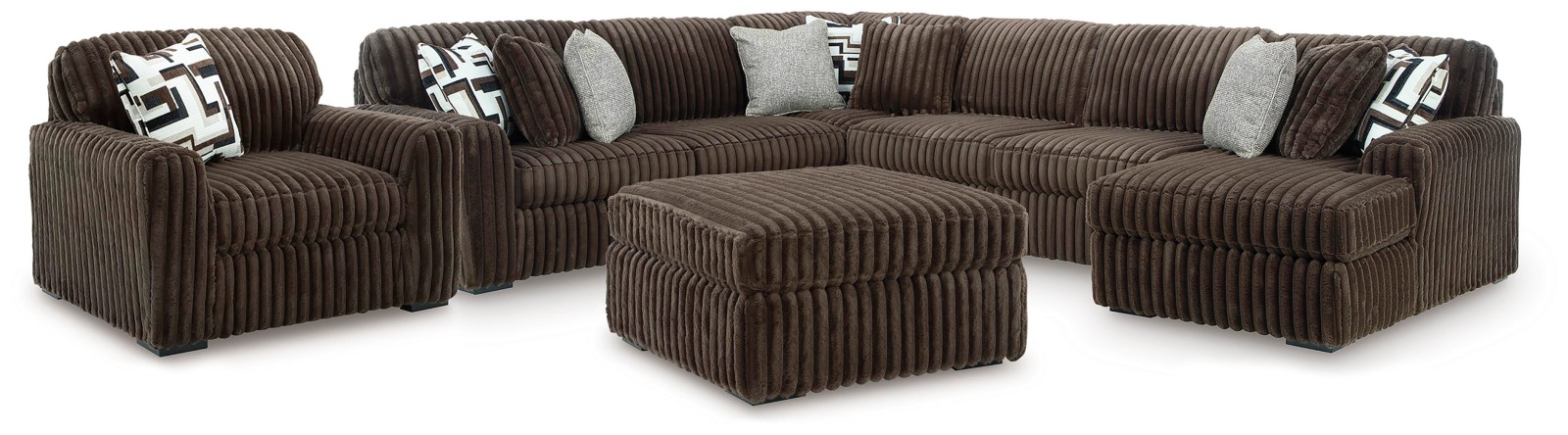Midnight-Madness 4-Piece Sectional with Chaise, Oversized Chair and Ottoman