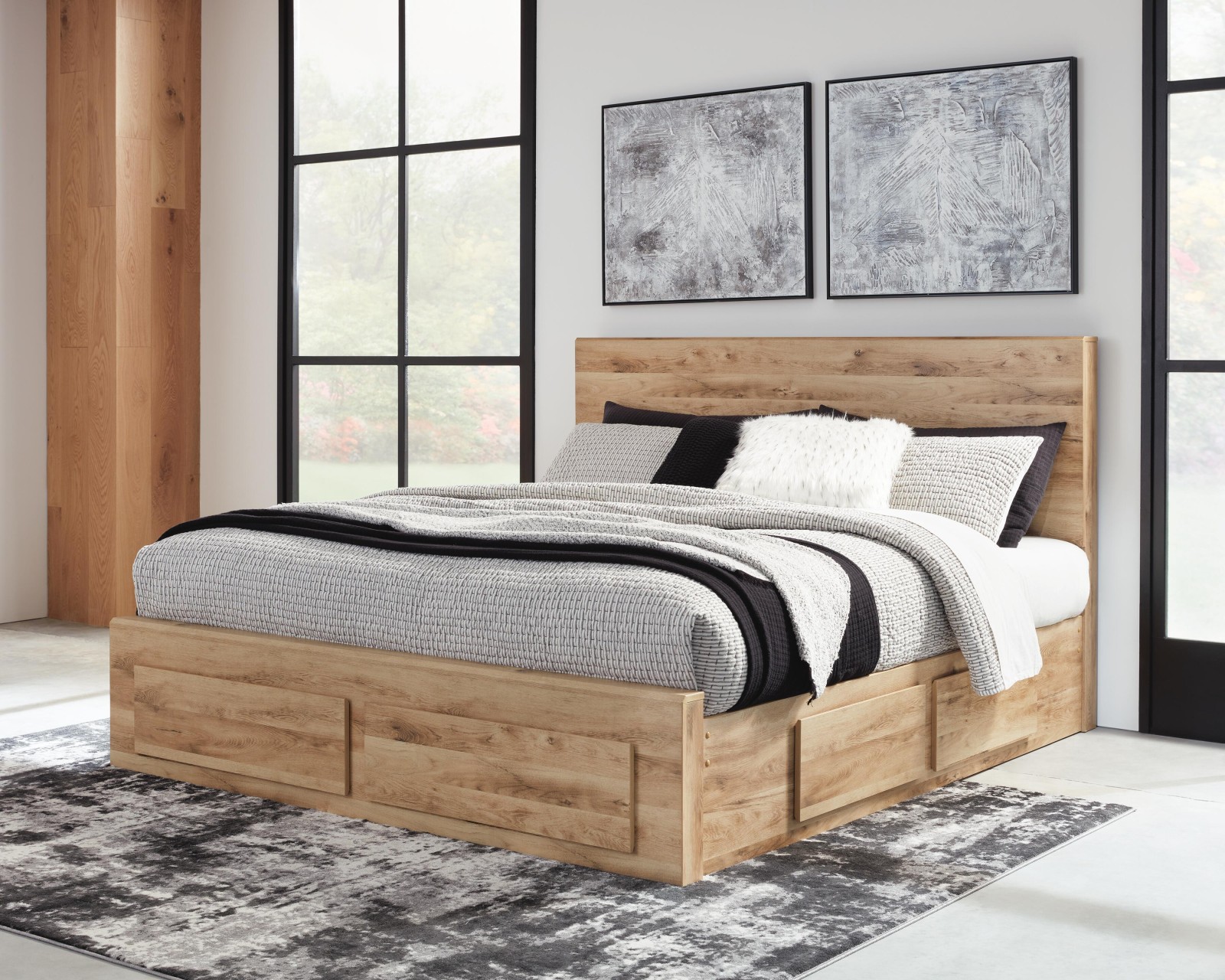 Hyanna King Panel Storage Bed with 2 Under Bed Storage Drawers