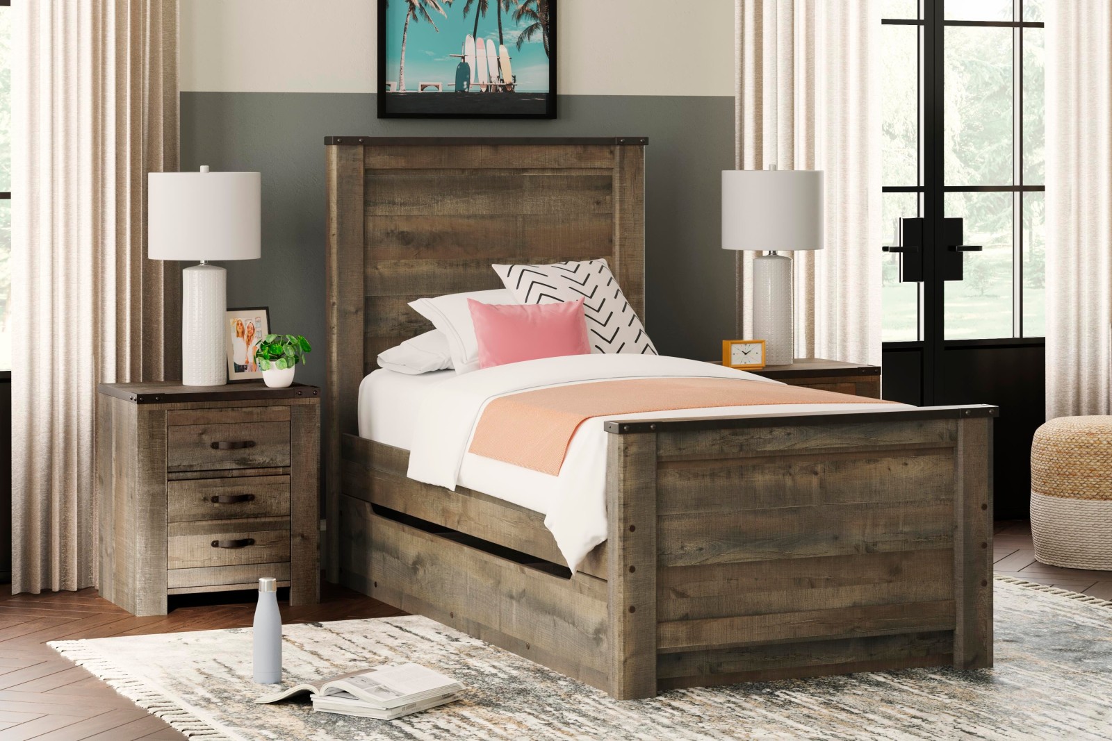 Trinell Twin Panel Bed with 1 Large Storage Drawer