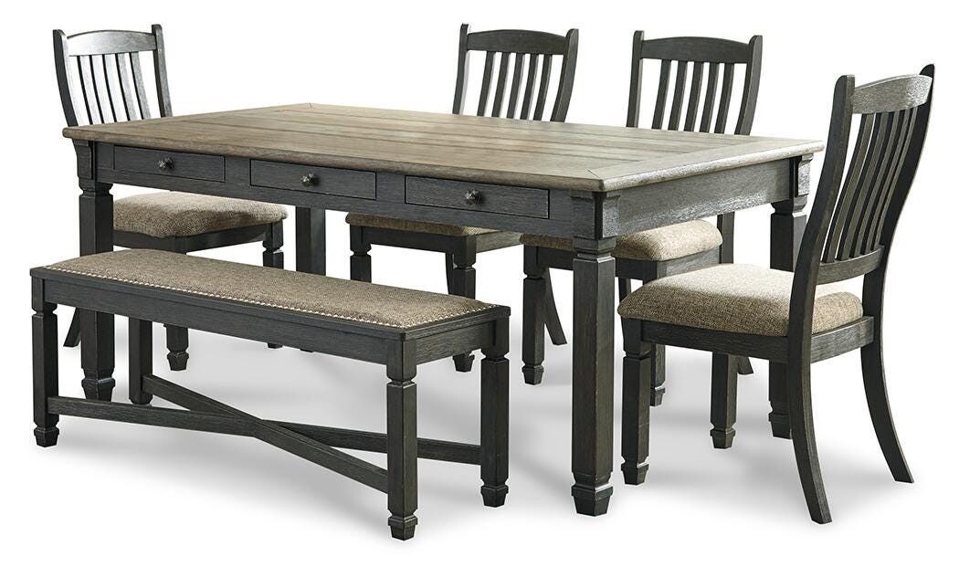 Tyler Creek Dining Table, 4 Chairs and Bench