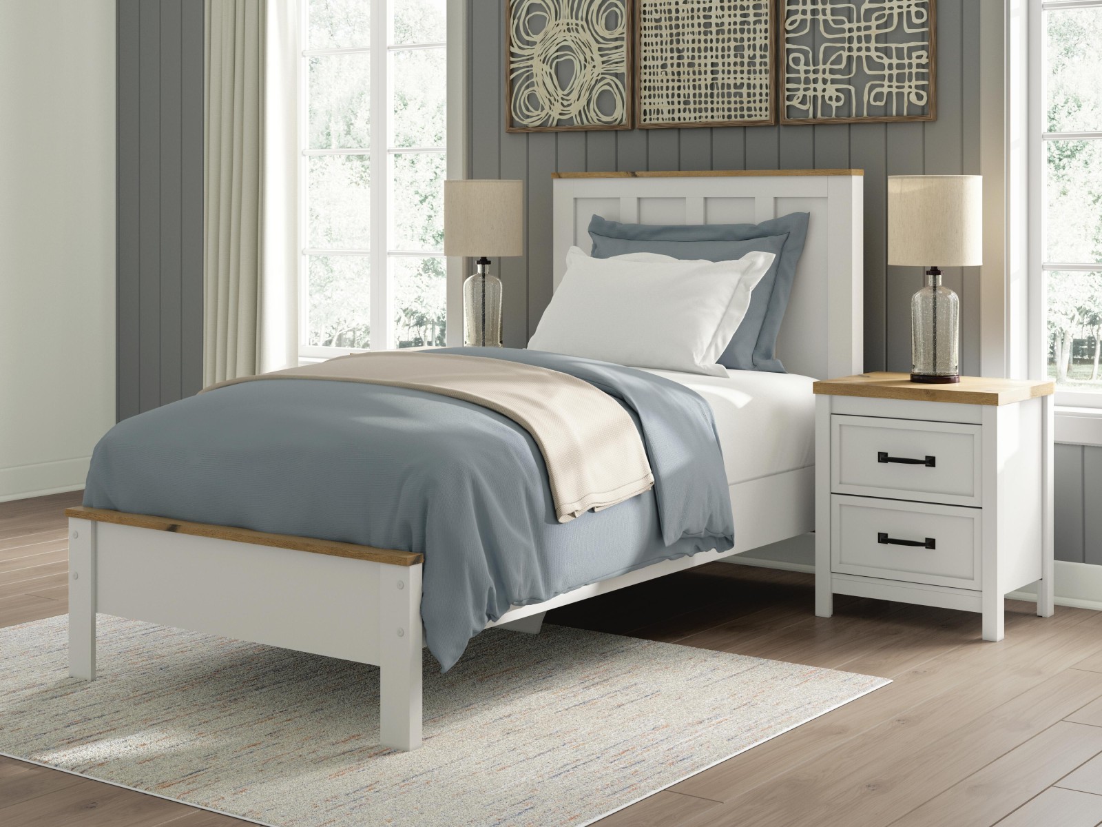 Kerisden Twin Panel Complete Bed Frame