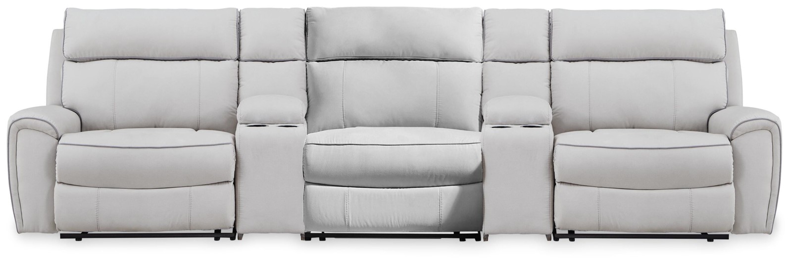 Social Pointe 5-Piece Reclining Sectional with Storage Consoles