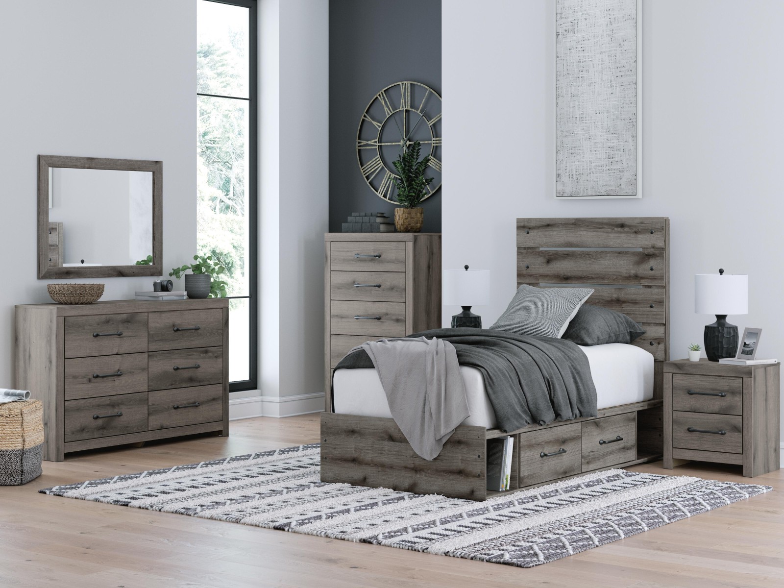 7 pc Graystorm Twin Youth Bedroom Set