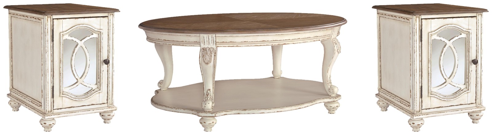 Realyn Coffee Table and 2 End Tables